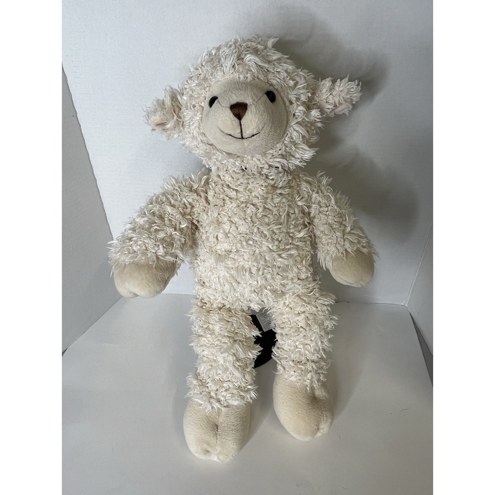 Build a Bear Loveable Lamb Plush White Brown Nose Standing Curly Shaggy 2005